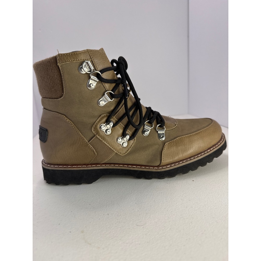 Nautica Elliette Mens Hiking Boots Tan Olive Ankle Lug Sole D-Ring Lace Up Sz 10